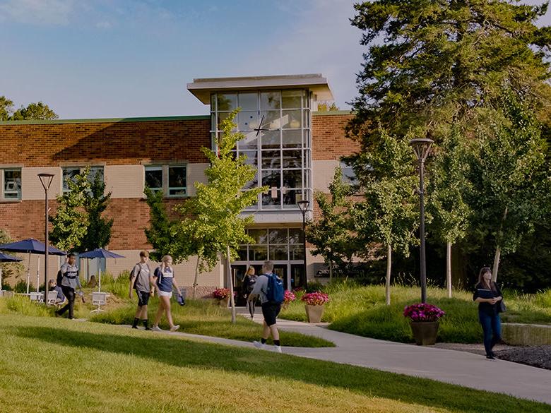 Penn State Brandywine Tomezsko Building with students walking outside